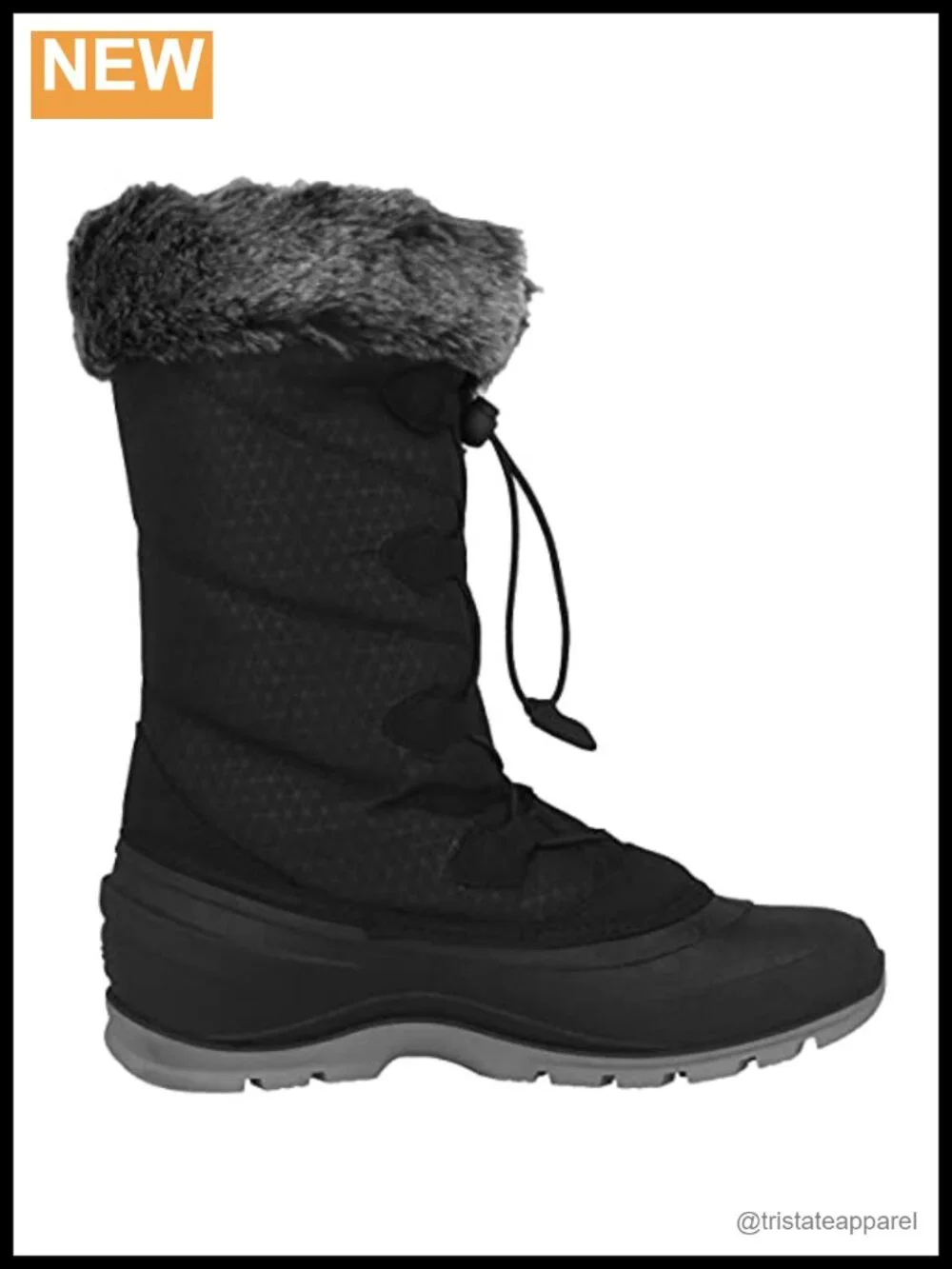 Waterproof Snow Boots Mid-Calf Lace-Up Faux Fur Lining Insulated Winter